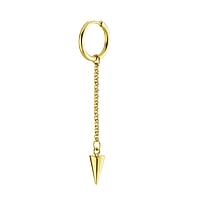 Fashion orecchini pendenti in Metallo chirurgico 316L con Rivestimento PVD (colore oro). Diametro:16mm. Larghezza:6mm. Lunghezza:44mm. brillante.