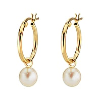 Boucles d'oreille en argent avec perles avec Revtement PVD (couleur or). Diamtre:20mm. Largeur:9mm.