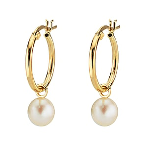 Silver earrings with pearls Silver 925 Fresh water pearl PVD-coating (gold color)