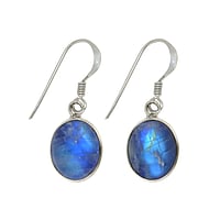 Moonstone silver earrings with Blue moonstone. Length:12mm.