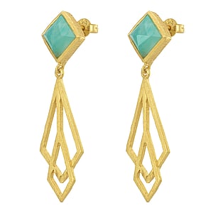 Shrestha Designs Silver earrings with stones Silver 925 Gold-plated Amazonite