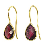 Shrestha Designs Silver earrings with stones Silver 925 Gold-plated Garnet Drop drop-shape waterdrop