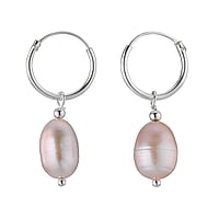 Silver earrings with pearls with Fresh water pearl. Diameter:12mm.