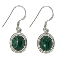 Orecchini d'argento-in pietra con Malachite. Larghezza:11mm. Lunghezza:13mm.