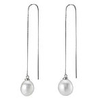 Boucles d'oreille en argent avec perles Diamètre:9mm. Longueur:10cm.