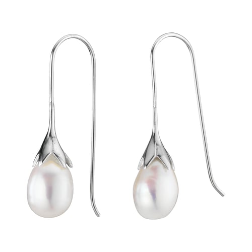 Orecchini Pendenti In Argento Sterling 925 Con Perle D'Acqua Dolce 9mm – Bianco, Eleganti, 22mm