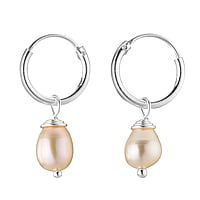 Silver earrings with pearls with Fresh water pearl. Diameter:10mm.