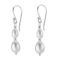 Silver earrings with pearls with Synthetic Pearls. Length:25mm. Diameter:5+7mm.