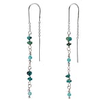 Silver earrings with stones with Amazonite and Turquoise. Length:6,5cm. Width:3mm. Shiny.