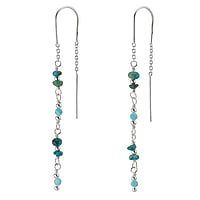 Boucles d'oreille en argent avec pierre avec Amazonite et Turquoise. Longueur:6,5cm. Largeur:3mm. brillant.