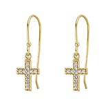 Silver earrings Silver 925 Gold-plated zirconia Cross