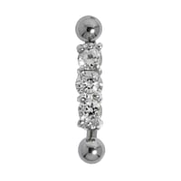 Piercing arcade en Acier chirurgical 316L et Argent 925 avec Zircon. Pas-de-vis:1,2mm. Longueur de la tige:10mm. Largeur:3,5mm.