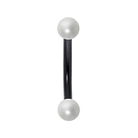 Wenkbrauwpiercing uit Chirurgisch staal 316L met PVD laag (zwart) en Parels synthetische. Schroefdraad:1,2mm. Lengte staafje:8mm. Diameter:3mm.