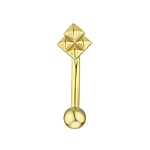 Eyebrow Pin out of Surgical Steel 316L with PVD-coating (gold color). Thread:1,2mm. Bar length:8mm. Closure ball:3mm. Shiny.