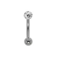 Eyebrow Pin out of Surgical Steel 316L with Crystal and Epoxy. Thread:1,2mm. Bar length:6mm. Closure ball:3mm.