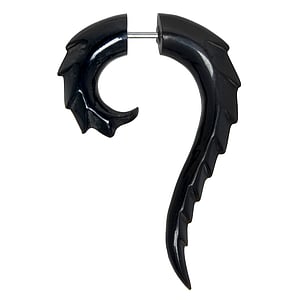 Fake-Plug Metallo chirurgico 316L Buffalo Horn Disegno_tribal Motivo_tribal Spirale