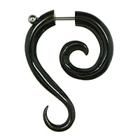 Fake-Plug out of Surgical Steel 316L and Buffalo bone. Bar length:5mm. Width:25mm. Thread:1,2mm. With threaded coupling.  Tribal pattern Spiral