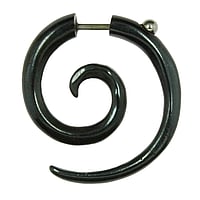 Fake-Plug aus Chirurgenstahl 316L und Buffalo Bone. Stablnge:5mm. Breite:27mm. Gewinde:1,2mm. Mit Schraubverschluss.  Spirale