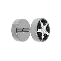 Staal Fake-Plug uit Chirurgisch staal 316L met Kristal. Schroefdraad:1,2mm. Lengte staafje:5mm. Diameter:8mm.  ster