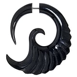 Fake-Plug Metallo chirurgico 316L Buffalo Horn Disegno_tribal Motivo_tribal Spirale Ali Ala