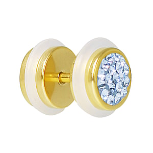 Fake Plug de acero Acero quirrgico Revestimiento PVD (color oro) Cristal PVC