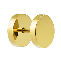 Acciaio Fake-Plug in Metallo chirurgico 316L con Rivestimento PVD (colore oro). Filetto:1,2mm. Lunghezza barretta:5,5mm. brillante.