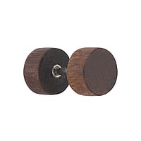 Fake plug out of Surgical Steel 316L with Walnut wood. Bar length:5mm. Cross-section:1,2mm. Width:8mm. Weight:0,3g. With threaded coupling.