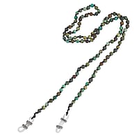 Sunglass chain out of Stainless Steel with Turquoise and Plastic. Diameter:4mm. Length:65cm.
