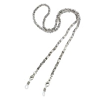 Sunglass chain out of PVC and Stainless Steel with zirconia. Width:4mm. Length:64cm.