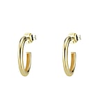 Genuine gold earring(s) with 14K gold. Cross-section:2mm. Diameter:14mm. Shiny.