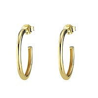 Genuine gold earring(s) with 14K gold. Cross-section:2mm. Diameter:20mm. Shiny.