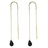 Joyas de oro autntico para las orejas Oro de 14K Onix negro