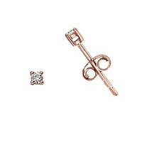 Genuine gold earring(s) with 14K gold and Lab grown diamond. Carat weight:0,06ct. Width:2mm. Shiny. Stone(s) are fixed in setting.