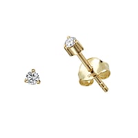 Genuine gold earring(s) with 14K gold and Lab grown diamond. Carat weight:0,06ct. Width:2,5mm. Shiny. Stone(s) are fixed in setting.