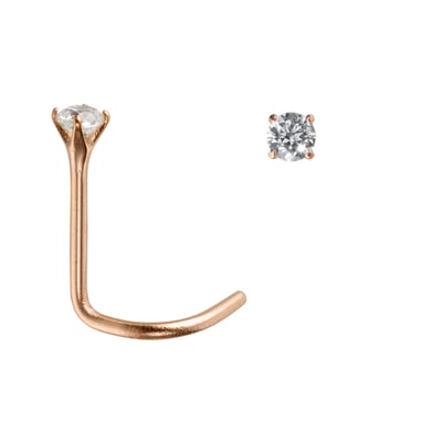 Piercing Naso A Spirale In Oro 14kt - Con Zircone Trasparente Per Uomo E Donna - Foto 7