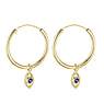 Joyas de oro autntico para las orejas Oro de 14K Zafiro azul Ojo Iris Pupila