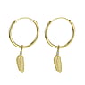 Genuine gold earring(s) 14K gold Lab grown diamond Feather