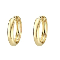 Echte gouden oorsieraden Doorsnede:0,8mm. Diameter:15mm. Breedte:3mm. Glanzend.