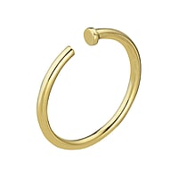 Genuine gold nose piercing with 18K Gold. Cross-section:0,8mm. Diameter:8mm. Width:1,4mm. Shiny.