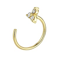 Genuine gold nose piercing with 18K Gold and Lab grown diamond. Cross-section:0,8mm. Diameter:8mm. Width:3mm. Stone(s) are fixed in setting. Shiny.