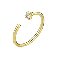 Piercing d'or vritable pour le nez avec Diamant de laboratoire. Poids en carat:0,01ct. Coupe transversale :0,8mm. Diamtre:8mm. Largeur:1,4mm. Pierre(s) fixe(s) par la monture. brillant.