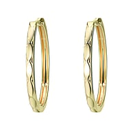 Genuine gold earring(s) with 14K gold. Diameter:23mm. Width:2mm. Shiny.