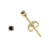 Genuine gold earring(s) with 14K gold and Black diamond. Carat weight:0,08ct. Width:2mm. Shiny. Stone(s) are fixed in setting.