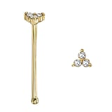 Genuine gold nose piercing 14K gold Lab grown diamond Leaf Plant_pattern Flower