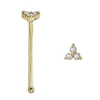 Genuine gold nose piercing with 14K gold and Lab grown diamond. Carat weight:0,02ct. Width:2,8mm. Length:10mm. Stone(s) are fixed in setting. Shiny.  Leaf Plant pattern Flower