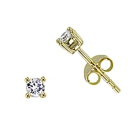 Genuine gold earring(s) with Lab grown diamond and 14K gold. Carat weight:0,22ct. Width:3mm. Shiny. Stone(s) are fixed in setting.