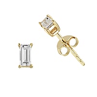 Genuine gold earring(s) with 14K gold and Lab grown diamond. Carat weight:0,22ct. Width:2,5mm. Height:5mm. Shiny. Stone(s) are fixed in setting.