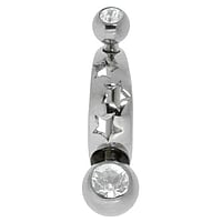 Genital piercings out of Surgical Steel 316L with Premium crystal. Thread:1,6mm. Bar length:12mm. Closure ball:4mm.  Star