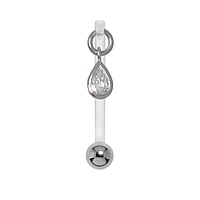 Genital piercings out of Surgical Steel 316L and Bioplast with zirconia. Thread:1,6mm. Bar length:16mm. Closure ball:4mm.  Drop drop-shape waterdrop