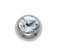 1.6mm Piercing ball out of Surgical Steel 316L with Premium crystal. Thread:1,6mm. Diameter:6mm. Shiny.